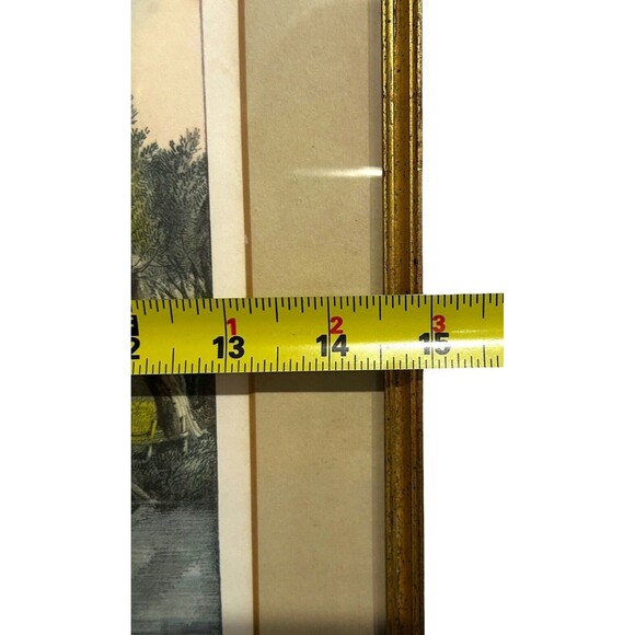 Vtg Currier & Ives Lithograph Print "The Old Ford Bridge" Professionally Framed - Picture 7 of 10